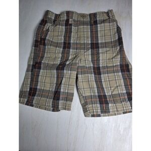 Ruff Hewn 100% Cotton Brown/Orange Plaid Shorts  Boys Size 7